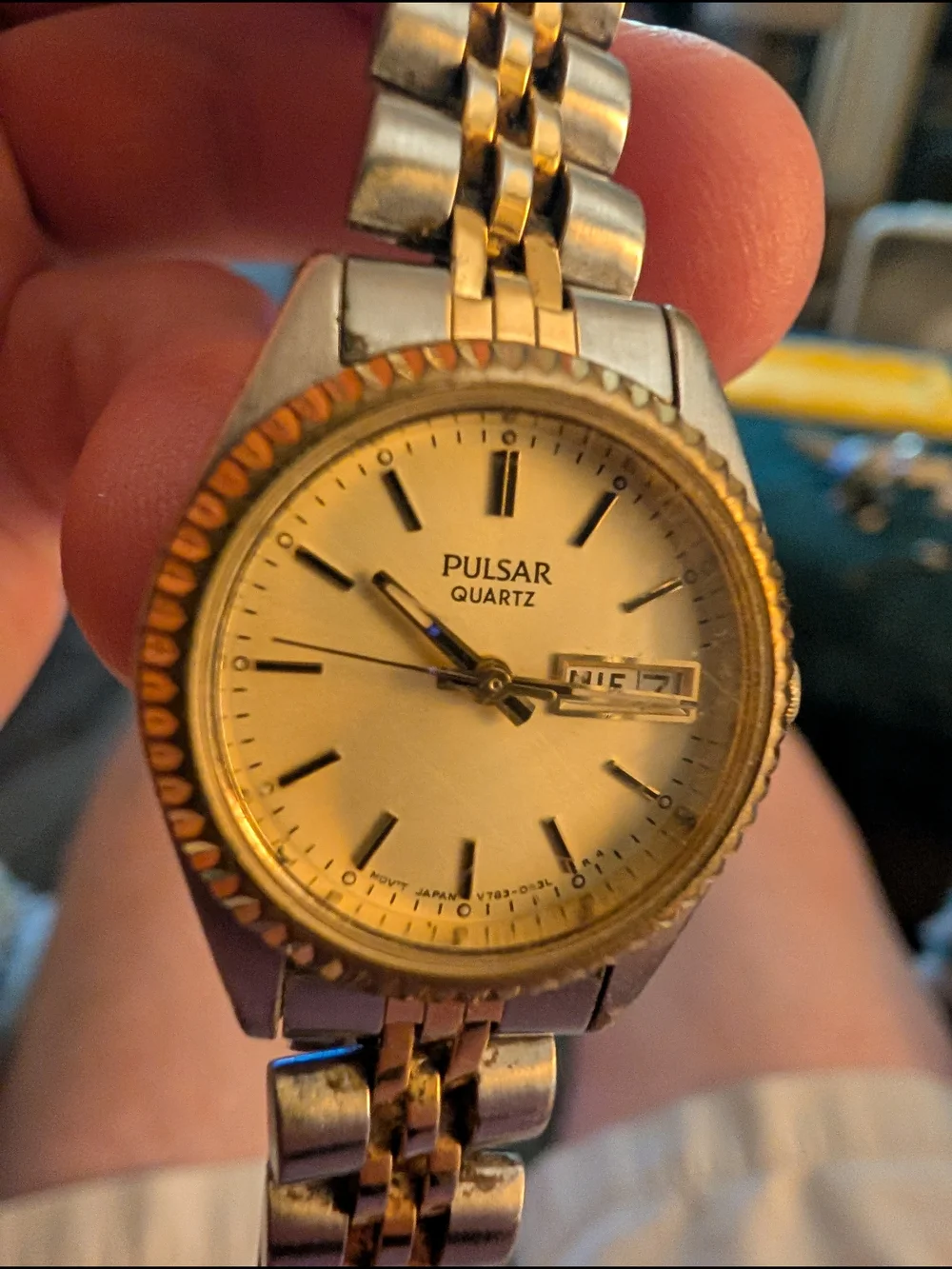 Vintage Pulsar Two-Tone Bracelet Watch - Gold & Silver With Quartz Move Brand Ba